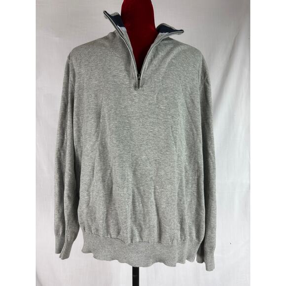 Brooks Brothers Mens Large Gray quarter zip sweater pullover supima cotton - Picture 1 of 14